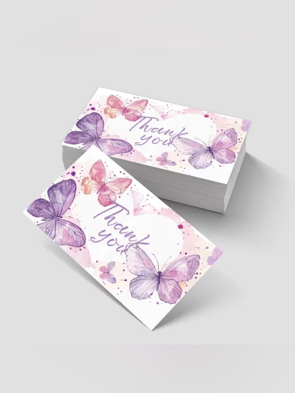 Butterfly Thank You Cards - Purple Pink - 50 cards